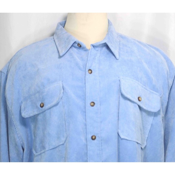 VTG‎ Stag Hill Light Blue Corduroy Button Front Shirt Mens Size 2XL Beautiful - Picture 2 of 5